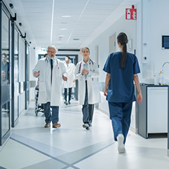doctors walking in hospital